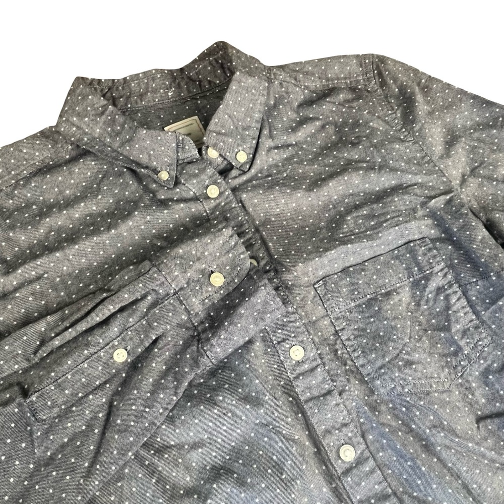Gap Mens The Tailored Shirt Grey Polka Dot Button Down Long Sleeve M Tall